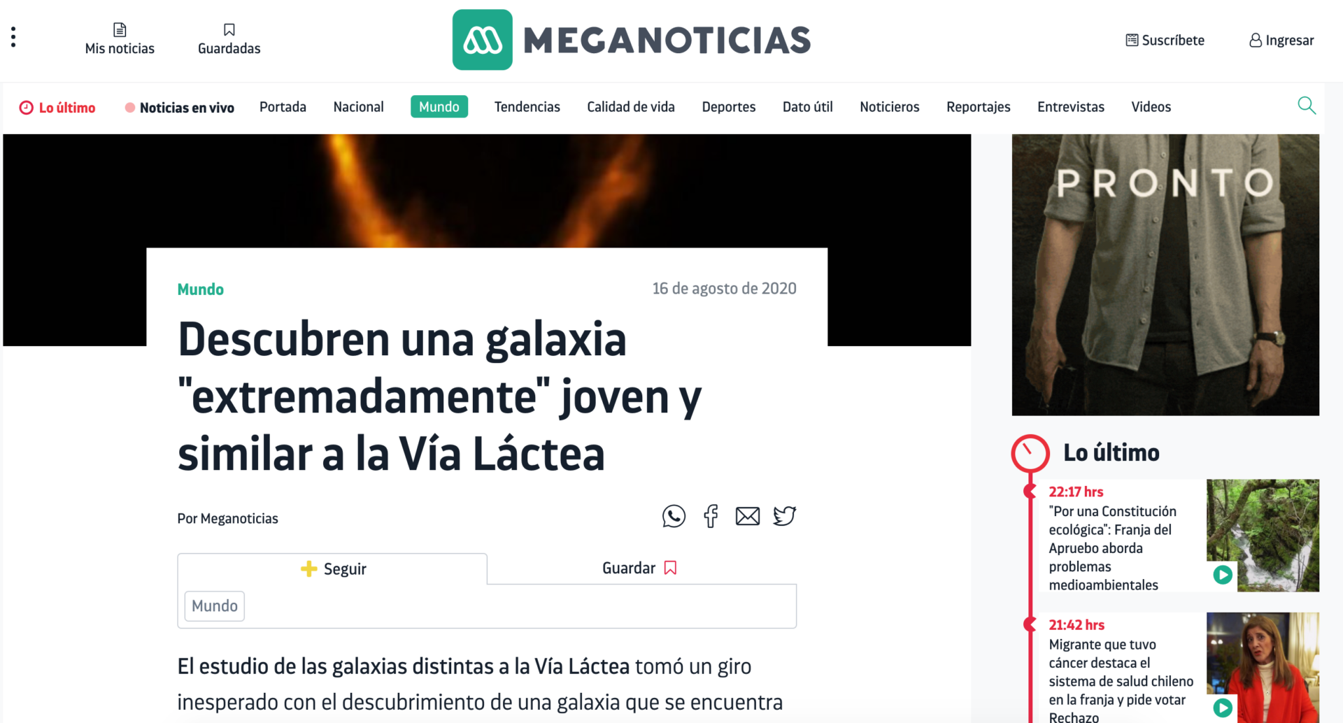 Descubren una galaxia "extremadamente" joven y similar a la Vía Láctea