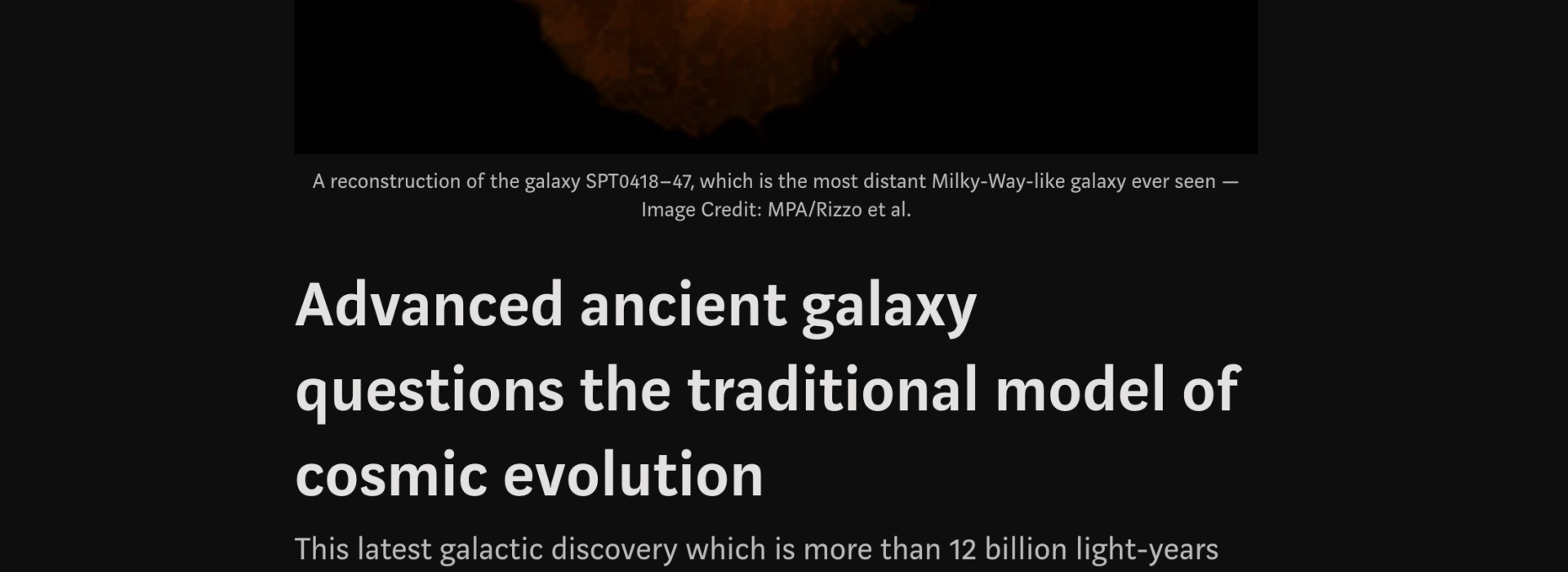 Advanced ancient galaxy questions the traditional model of cosmic evolution
