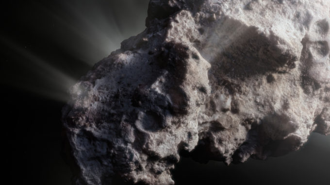 This image shows an artist’s close-up view of what the surface of the comet might look like. 2I/Borisov was a visitor from another planetary system that passed by our Sun in 2019, allowing astronomers a unique view of an interstellar comet. While telescopes on Earth and in space captured images of this comet, we don’t have any close-up observations of 2I/Borisov. It is therefore up to artists to create their own ideas of what the comet’s surface might look like, based on the scientific information we have about it. Credit: ESO/M. Kormesser