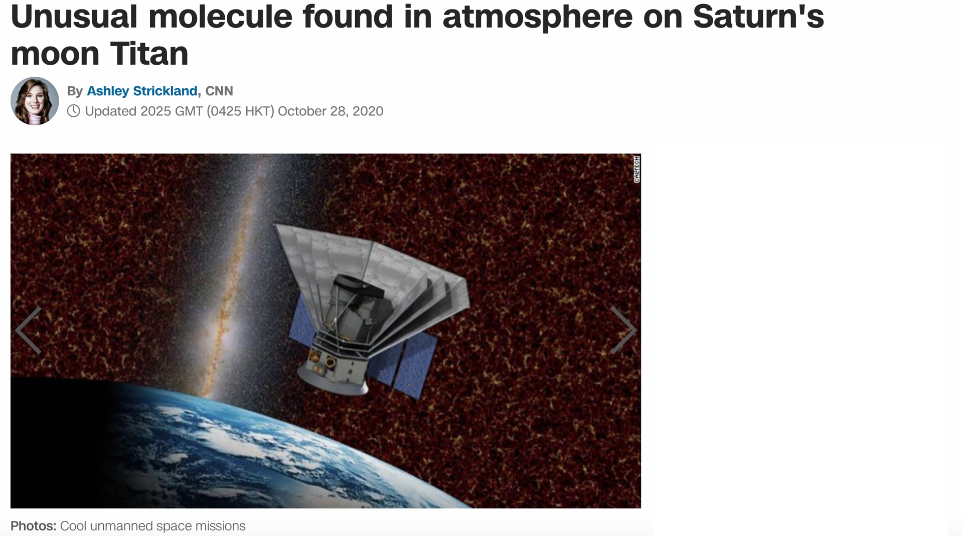 Unusual molecule found in atmosphere on Saturn's moon Titan