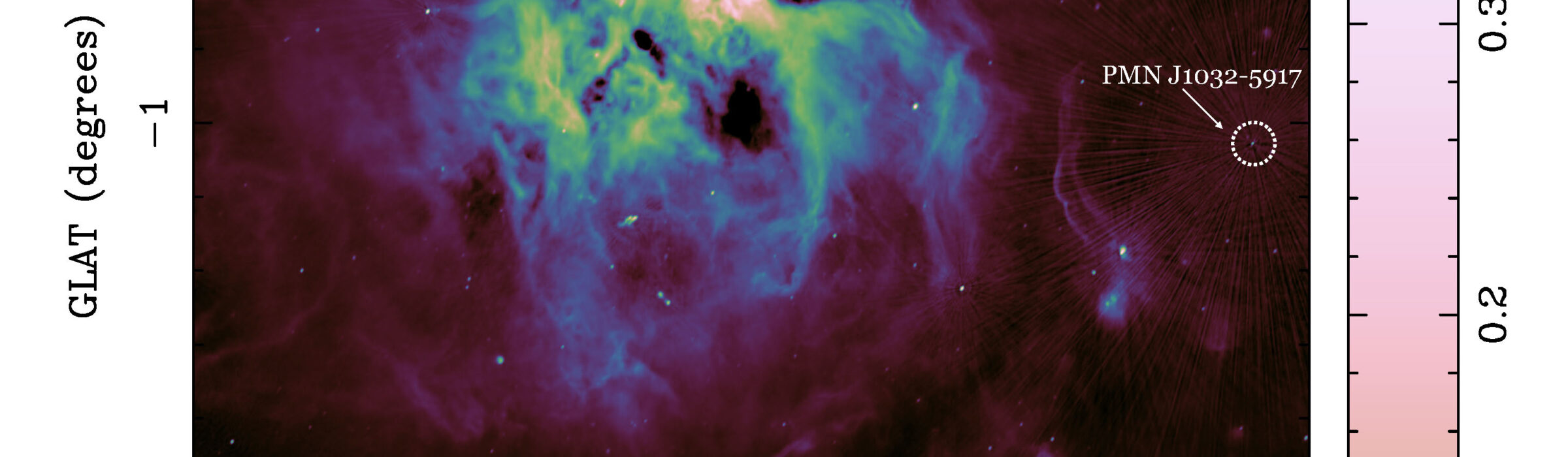 Una vista detallada del gas ionizado en la región más cercana de formación estelar masiva, la Nebulosa Carina.