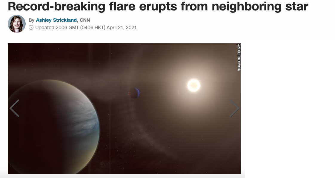 Record-breaking flare erupts from neighboring star