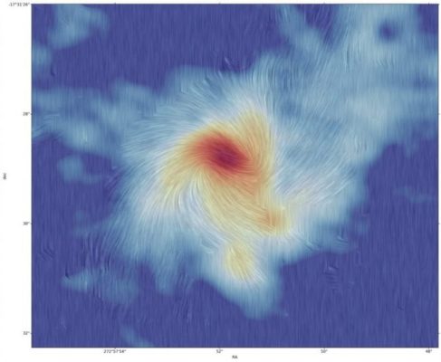 ALMA observa la interacción entre la fuerza magnética y la gravedad en una formación estelar masiva