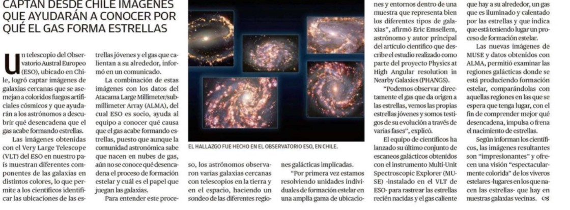 Captan desde Chile imágenes que ayudara a conocer por que el gas forma estrellas