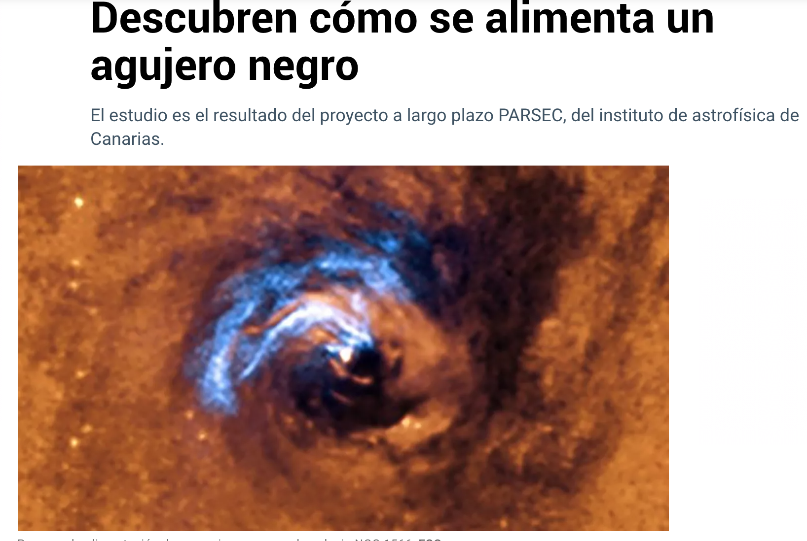 Descubren cómo se alimenta un agujero negro