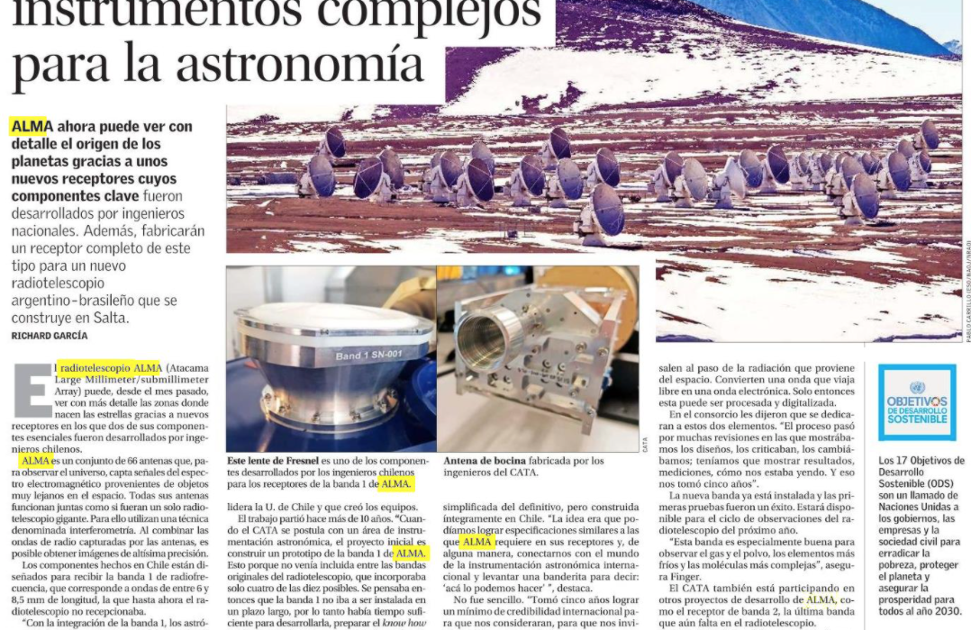 Chile se gradúa como fabricante de instrumentos complejos para la astronomía