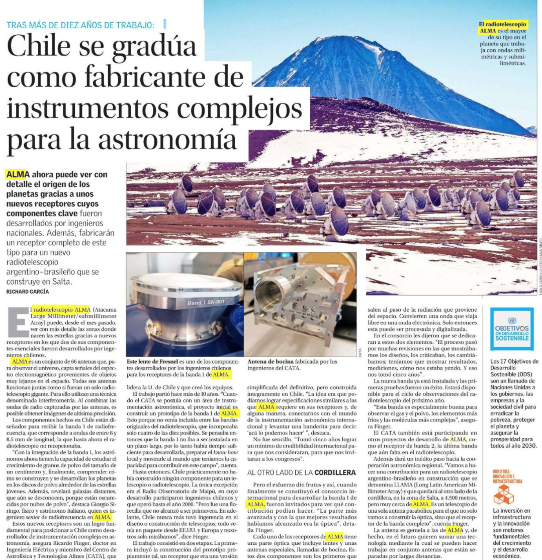 Chile se gradúa como fabricante de instrumentos complejos para la astronomía