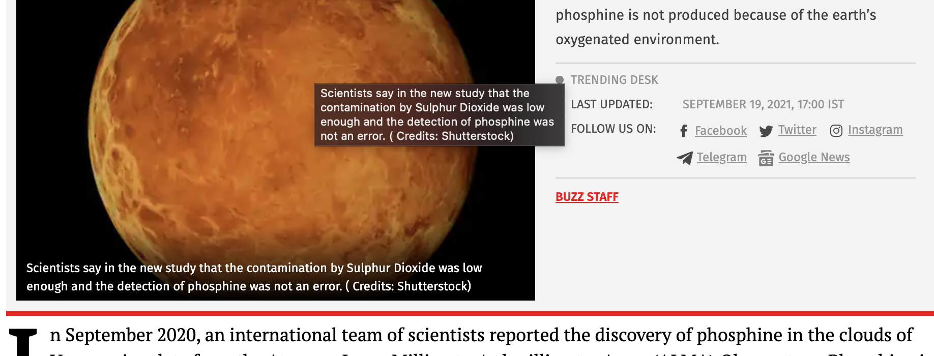 Phosphine on Venus an Indicator of Life: Scientists After Heated Debate