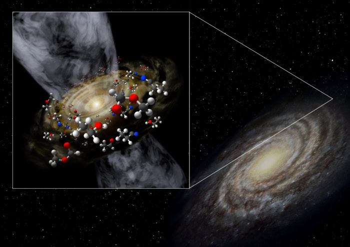 Imagen de artista de la protoestrella descubierta en el extremo exterior de la Galaxia. Crédito: Universidad de Niigata