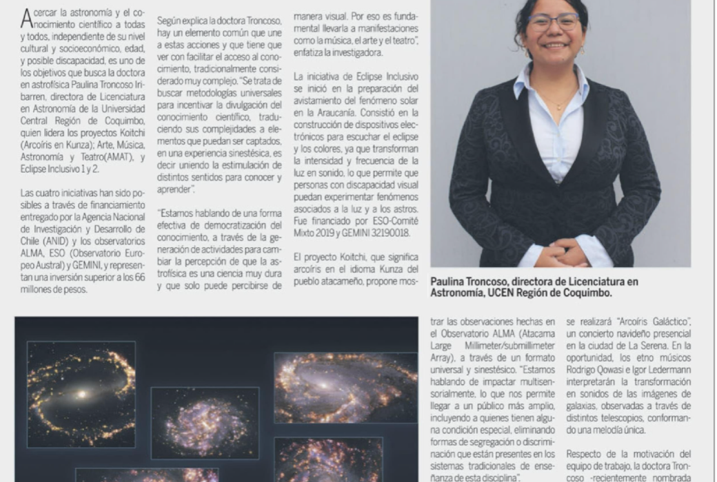 UCEN busca acercar la astronomía con proyectos inclusivos