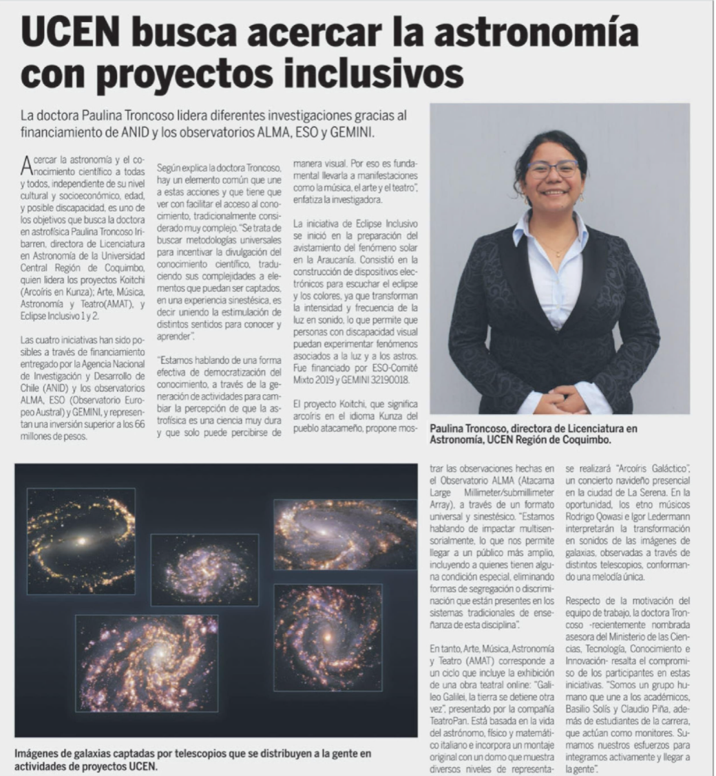 UCEN busca acercar la astronomía con proyectos inclusivos