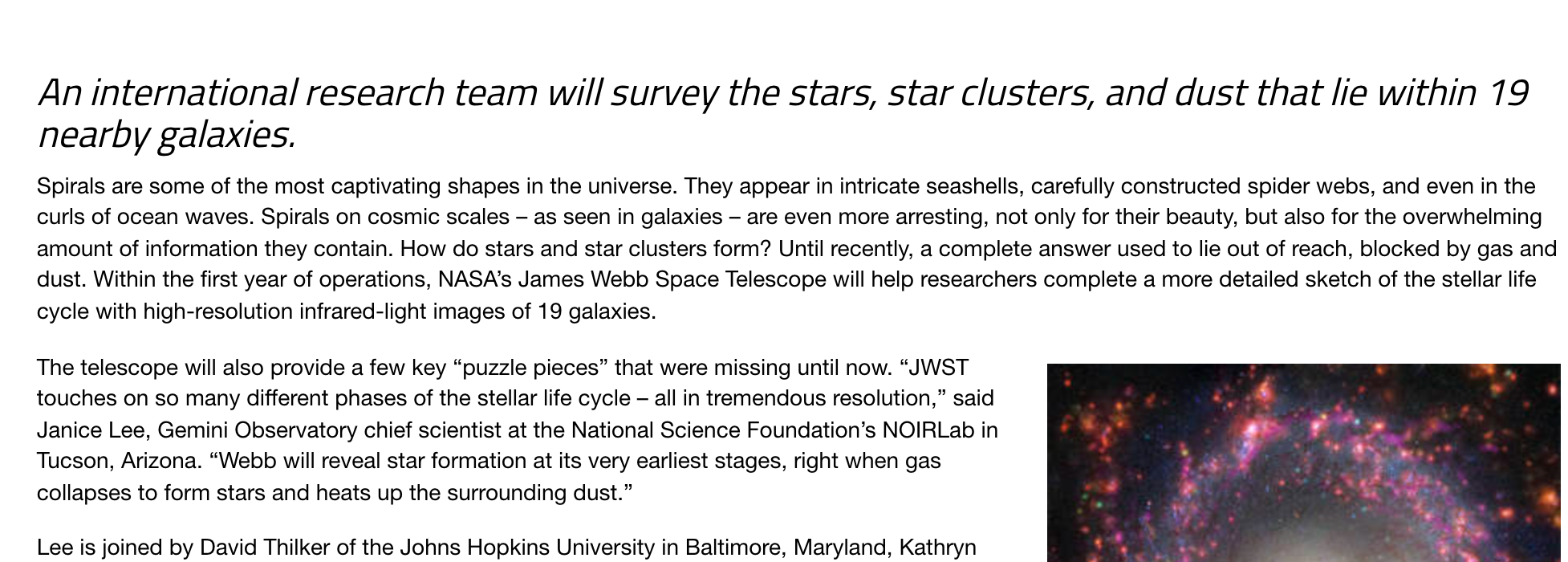 Capturing All That Glitters in Galaxies With NASA’s Webb