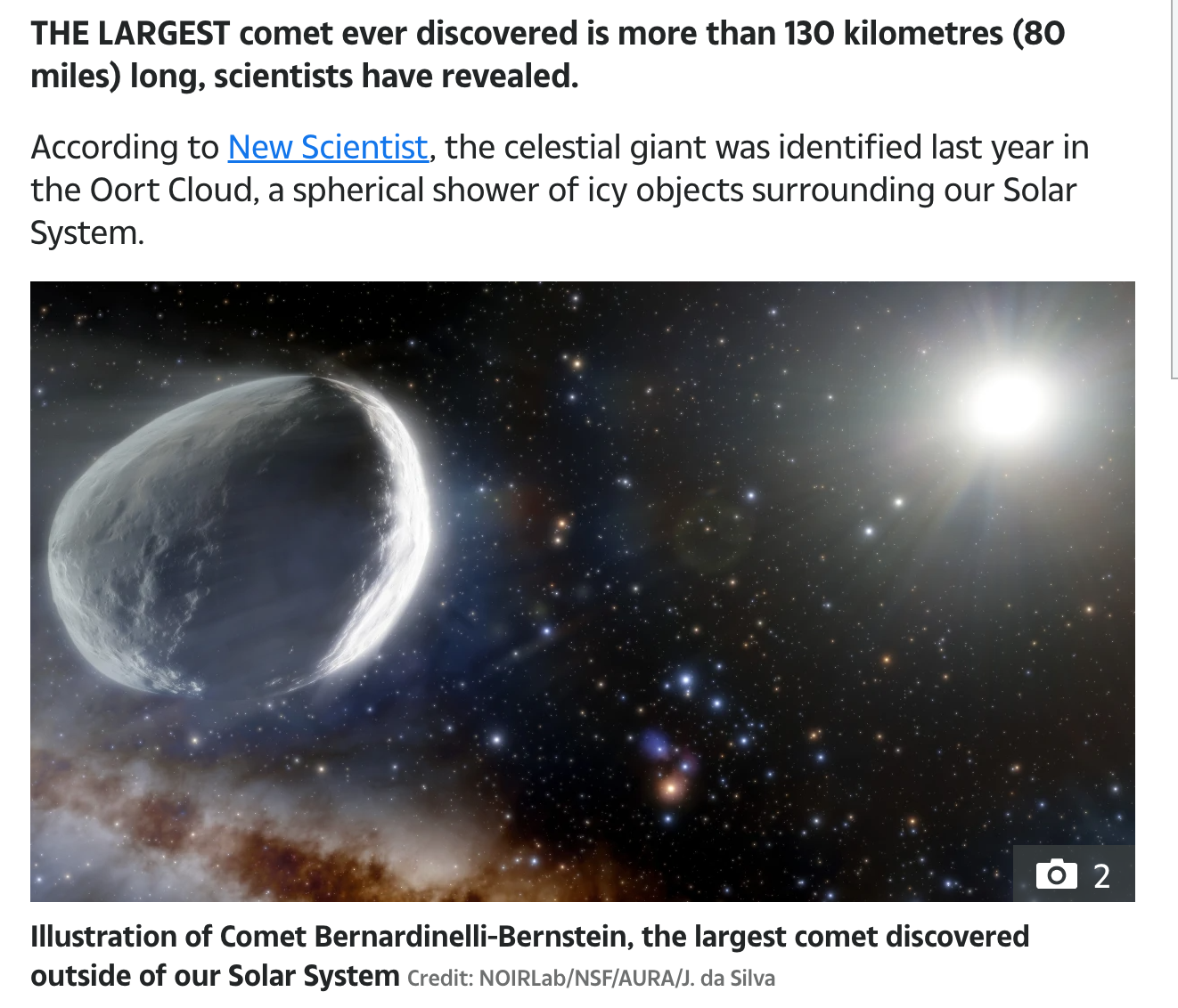 Mega-comet ‘headed for inner Solar System’ is biggest EVER seen at 7 times size of Manhattan