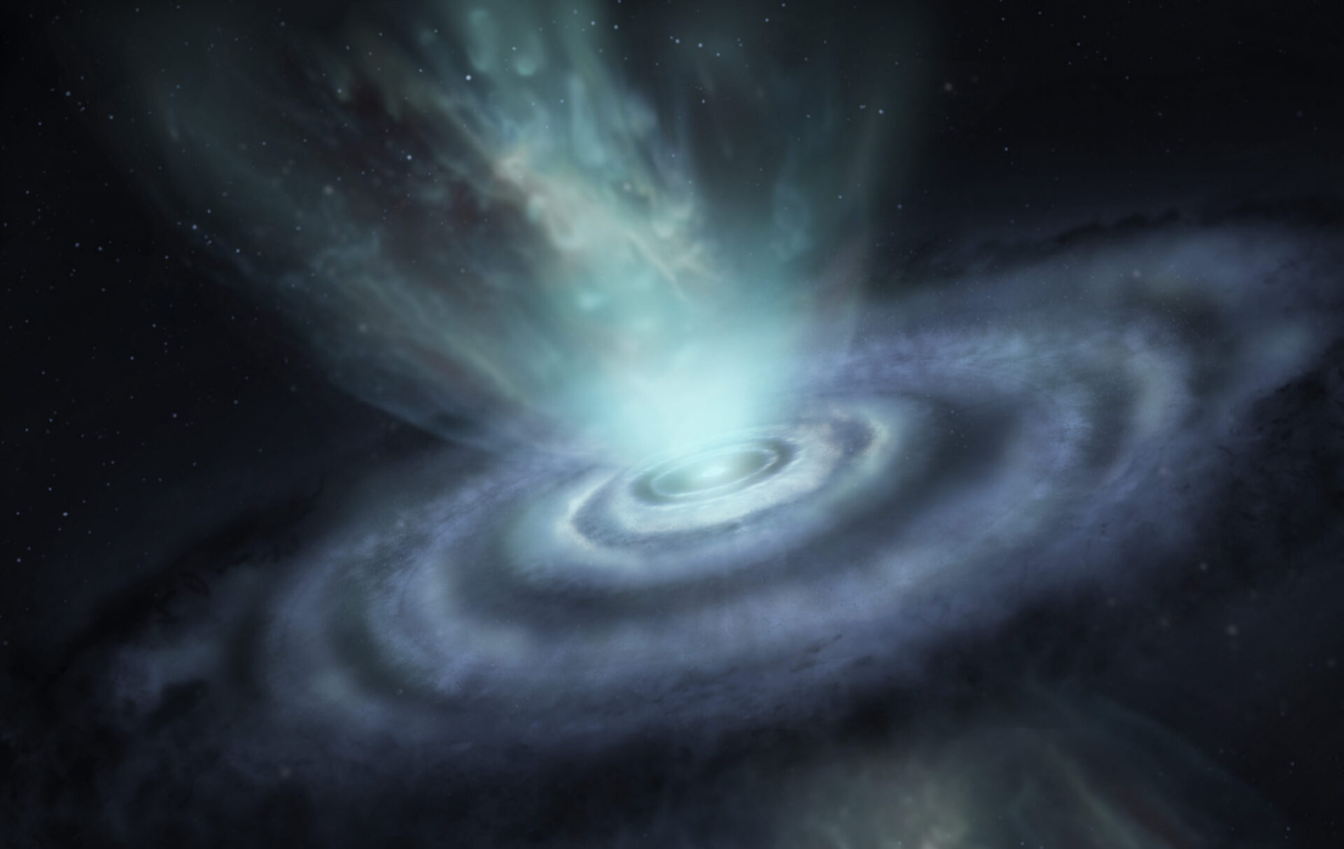 <p>Scientists have observed, for the first time, the mysterious death throes of a carbon-rich asymptotic branch star (AGB). V Hydrae’s final act is characterized by the mass ejection of matter into space, resulting in the slow expansion of six rings and the formation of two hourglass-shaped structures shown here in this artist’s conception. Credit: ALMA (ESO/NAOJ/NRAO)/S. Dagnello (NRAO/AUI/NSF)</p>
