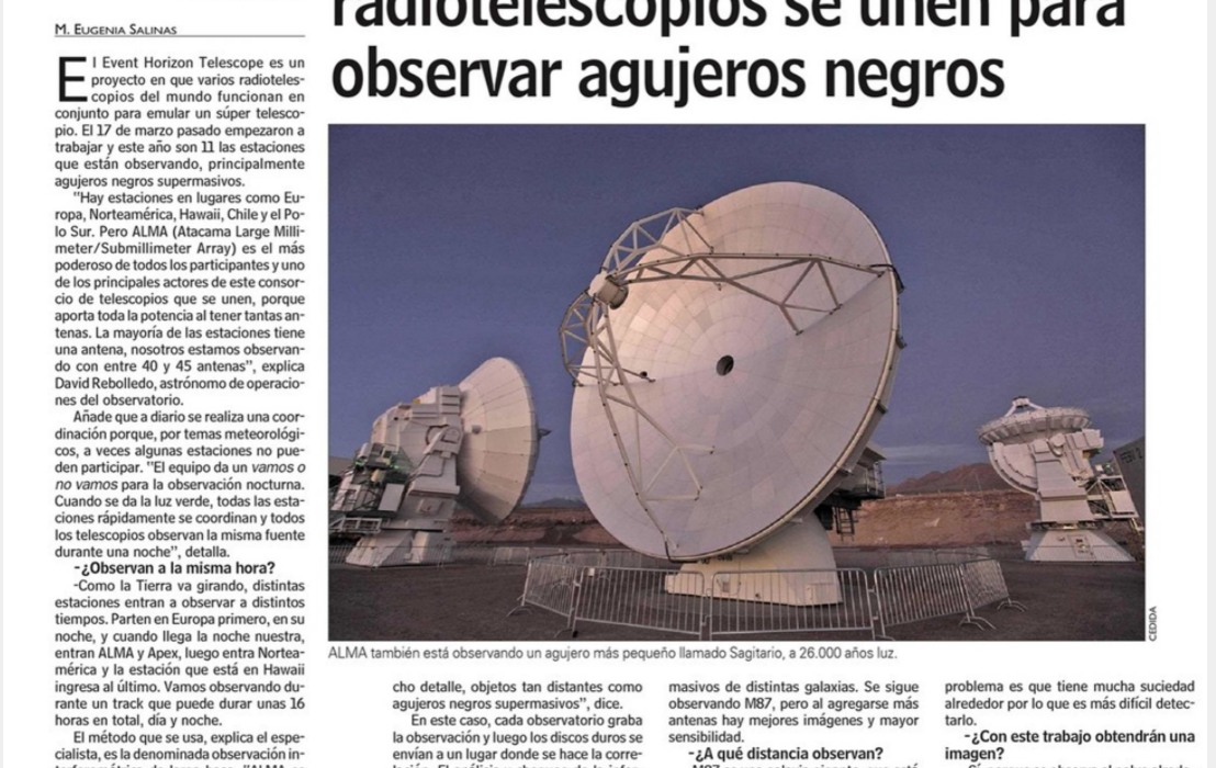 ALMA y otros diez radiotelescopios se unen para observar agujeros negros