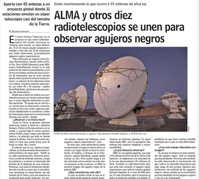 ALMA y otros diez radiotelescopios se unen para observar agujeros negros