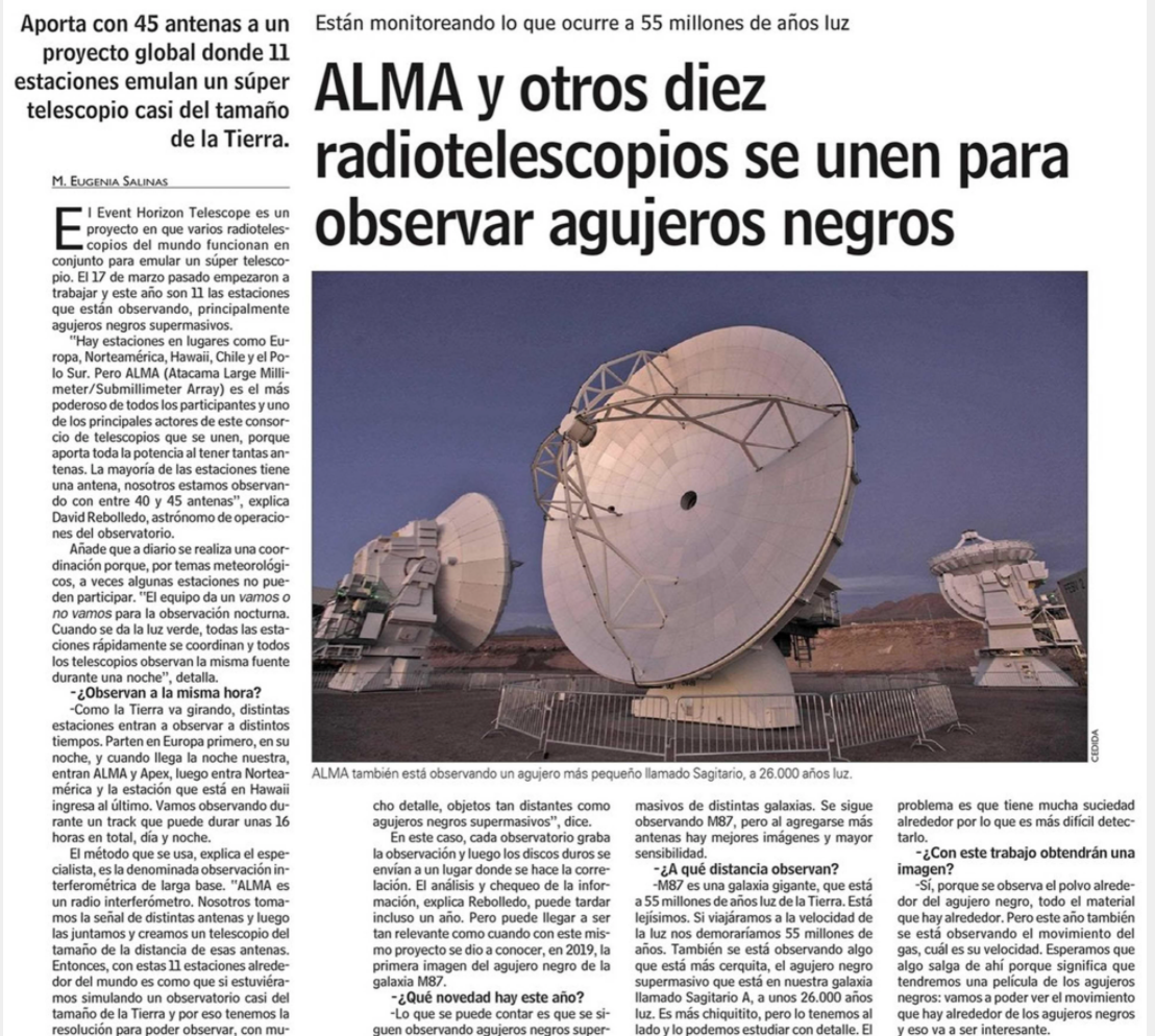 ALMA y otros diez radiotelescopios se unen para observar agujeros negros