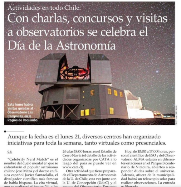 Actividades en todo Chile: Con charlas, concursos y visitas a observatorios se celebra el Día de la Astronomía