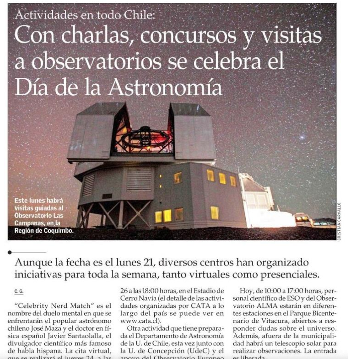 Actividades en todo Chile: Con charlas, concursos y visitas a observatorios se celebra el Día de la Astronomía