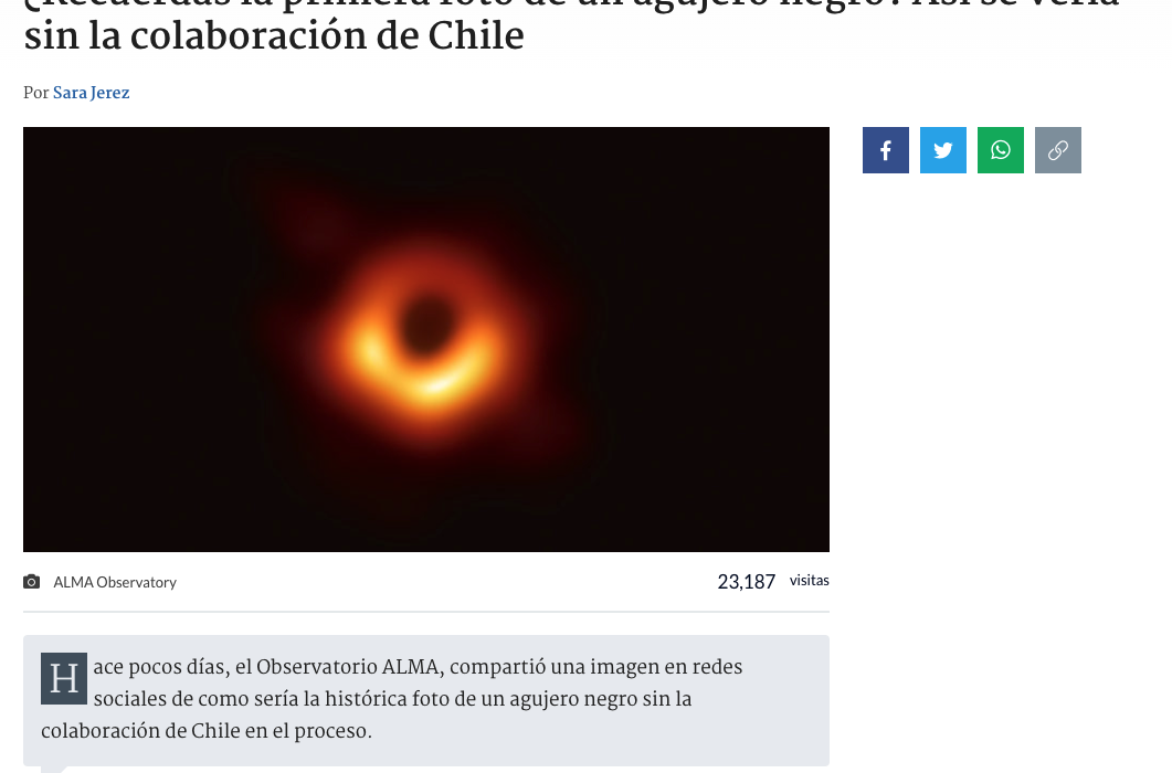 ¿Recuerdas la primera foto de un agujero negro? Así se vería sin la colaboración de Chile