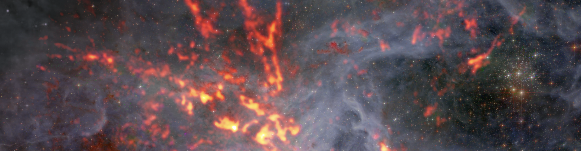 ALMA obtiene vista privilegiada de duelo entre fuerzas opuestas en incubadora de Gran Nube de Magallanes