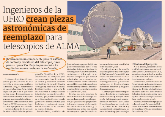 Ingenieros de la UFRO crean piezas astronómicas de reemplazo para telescopios de ALMA