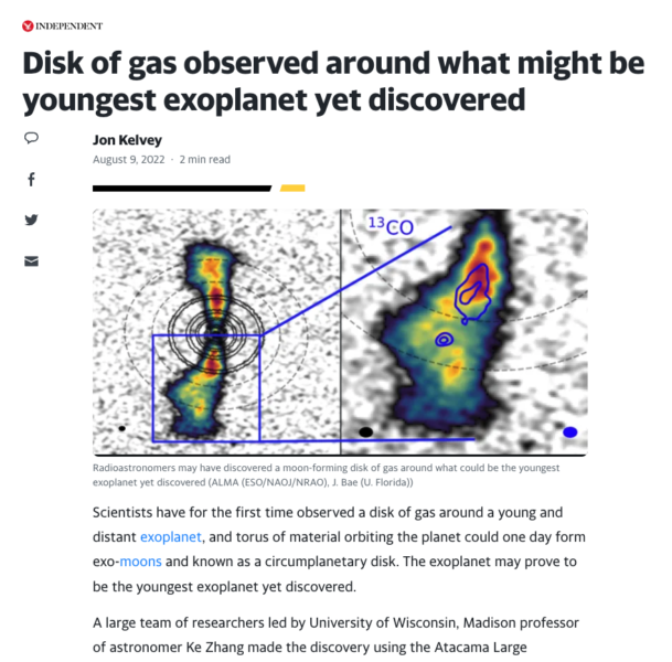 Disk of gas observed around what might be youngest exoplanet yet discovered