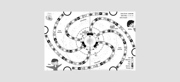 Board game "ALMAsteroids" (black & white)