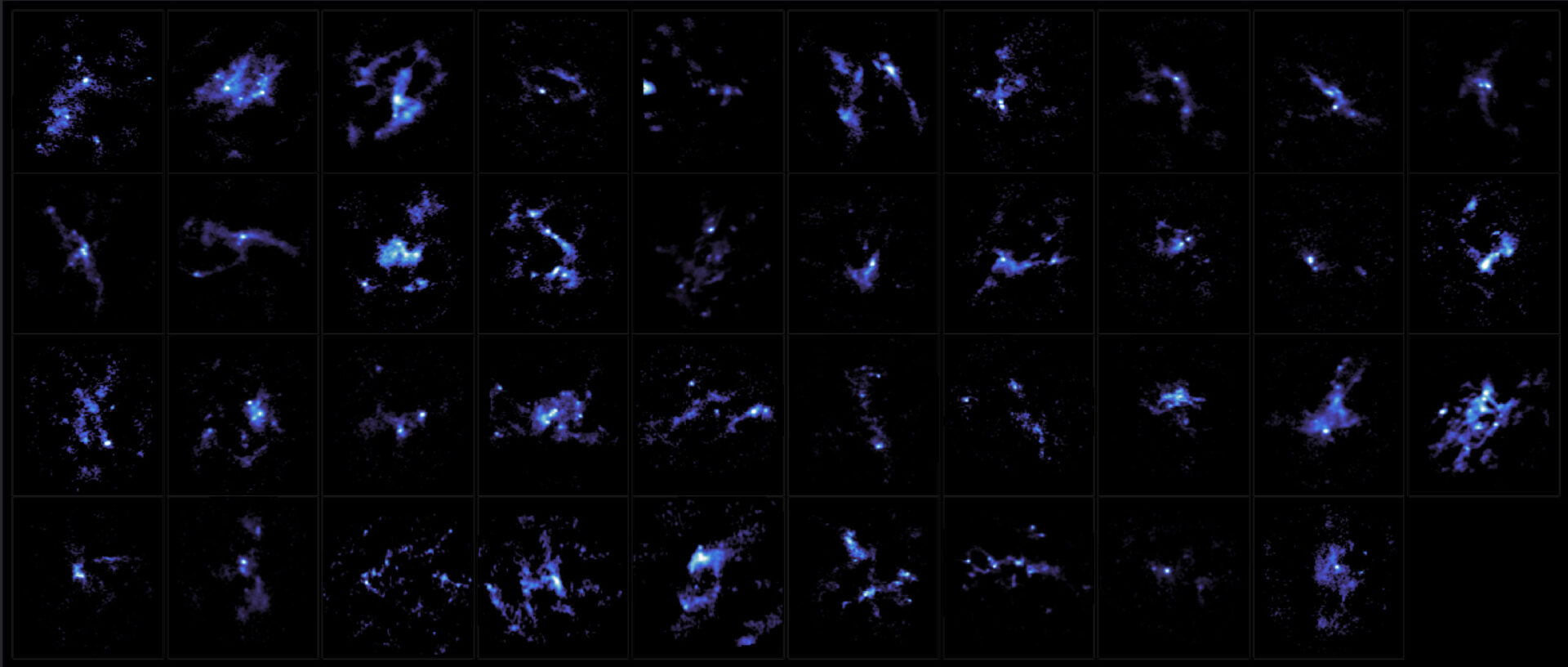 Dust emission map for thirty-nine targets. Credit: ALMA (ESO/NAOJ/NRAO), K. Morii et al.