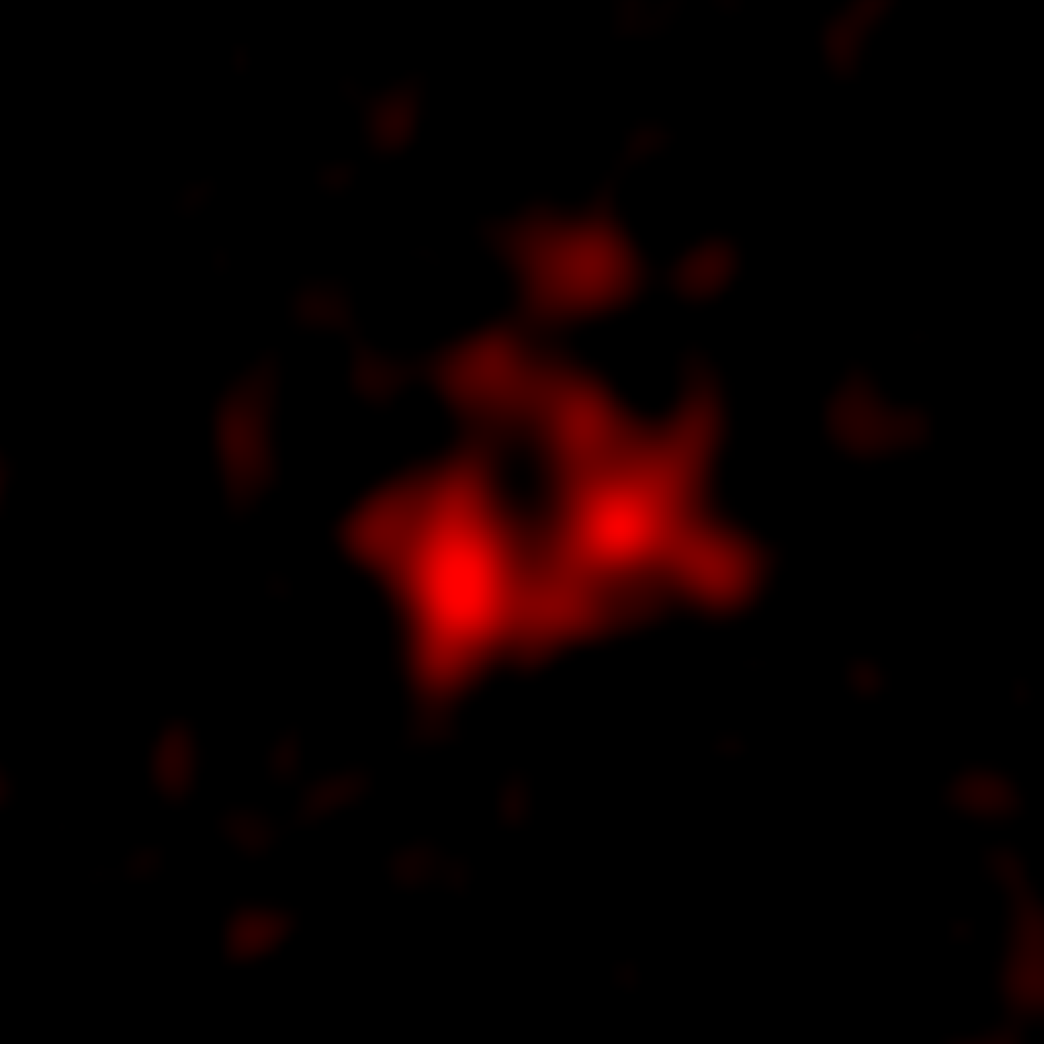 The ALMA image of the galaxy MACS0416_Y1 located 13.2 billion light-years away, harboring the farthest ever dark nebula. The image spans approximately 15,000 light-years on each side. Image captured by ALMA, only showing the radio waves emitted by the dust within the dark nebula. A vertically elongated elliptical cavity, a candidate for a superbubble, is visible in the central region." Credit: ALMA (ESO/NAOJ/NRAO), Y. Tamura et al.