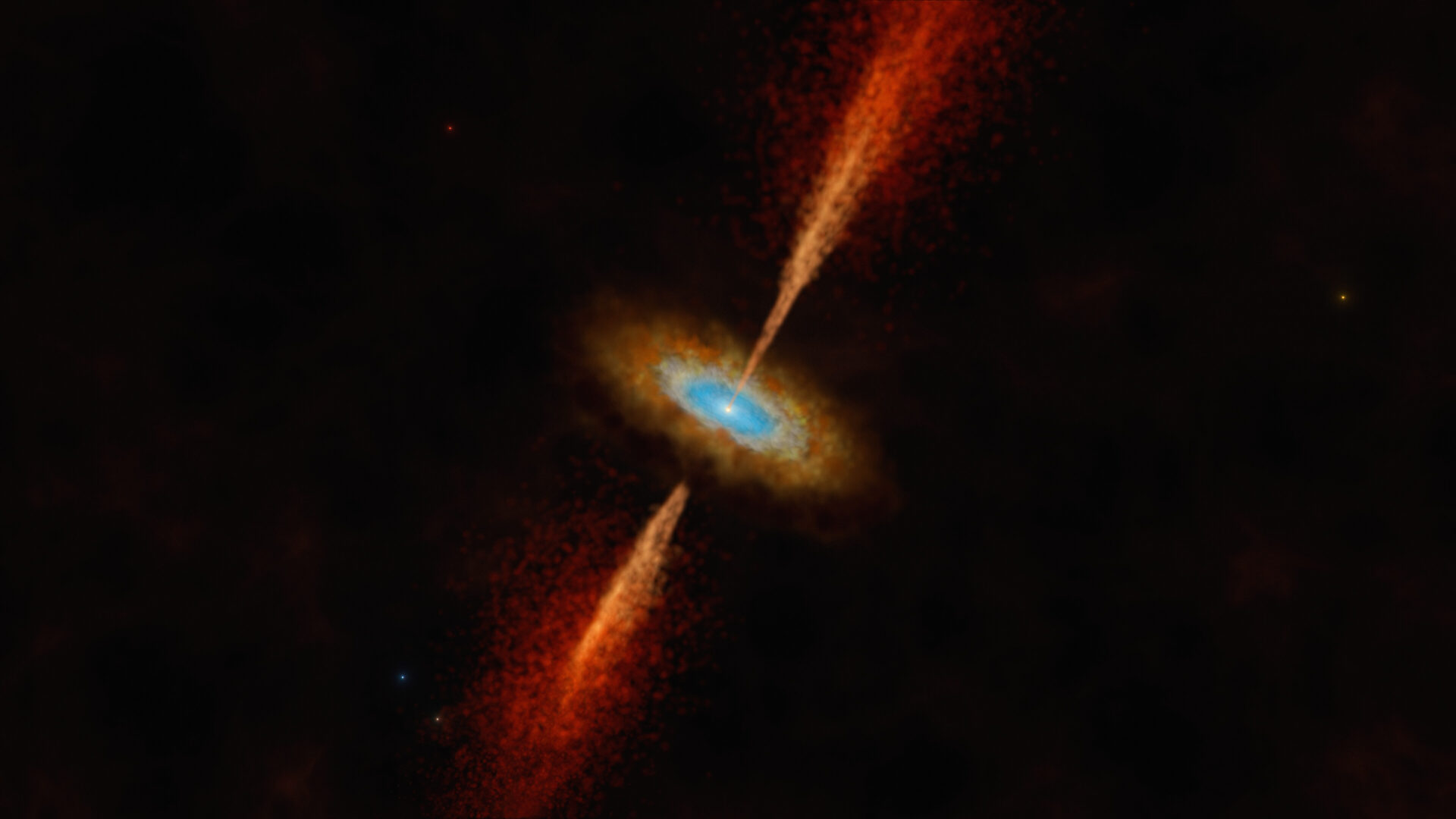 Artist’s impression of the disc and jet in the young star syst