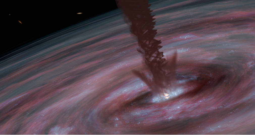 Supermassive Black Hole Appears to Grow Like a Baby Star