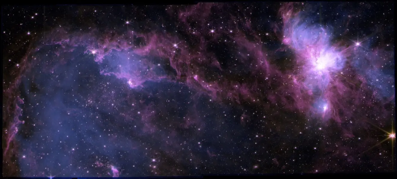 Image de JWST NIRCam retravaillé avec les données d'ALMA. Credit: NSF/AUI/NSF NRAO/S.Dagnello.