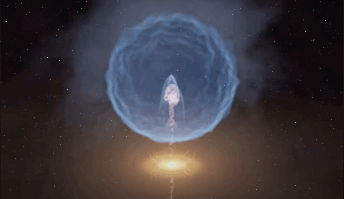 Descubren en datos de ALMA un disco protoplanetario atrapado en una explosión